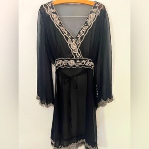 VINTAGE Sheer Black Beaded Dress